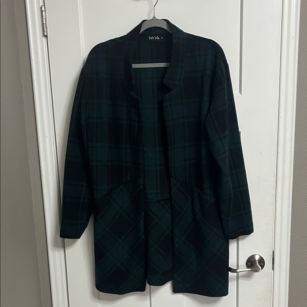 fab'rik Black and Green Plaid Jacket